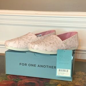 Toms pink wedding day print shoes
